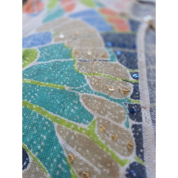 Alfred Dunner Petite Cardigan With Beaded Floral Pattern - Picture 7 of 9